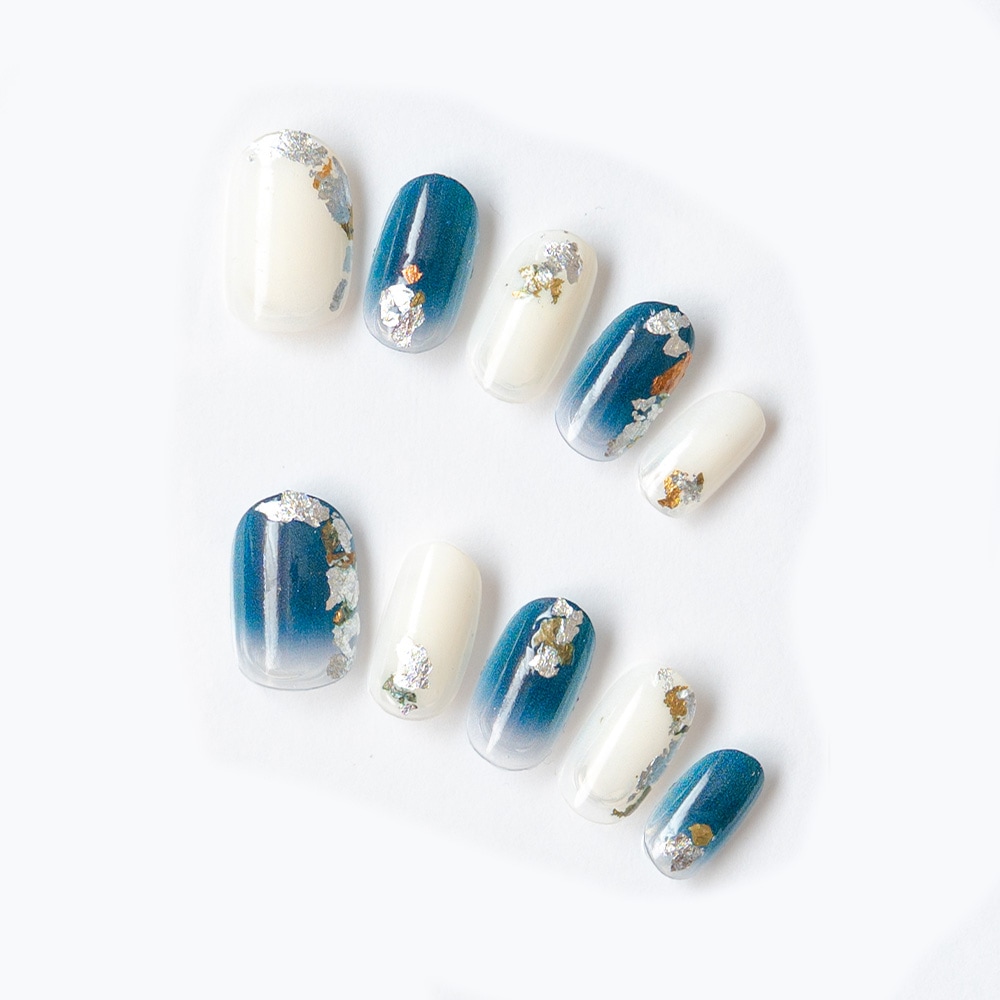 ネイビーとホワイトのキラキラフレーク（K06012-R-C）