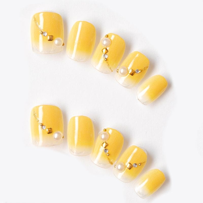 からし色とクリアグラデにビジュー（K07006-Q-CMU）