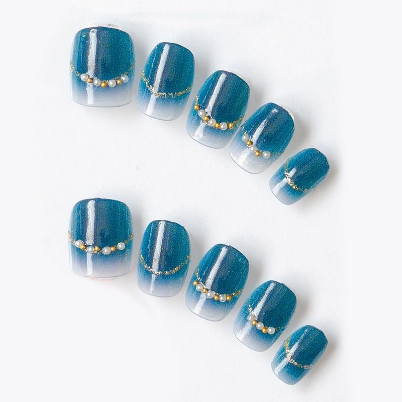 ネイビーとクリアのグラデに上品ラメとパール（K07007-Q-CNB）