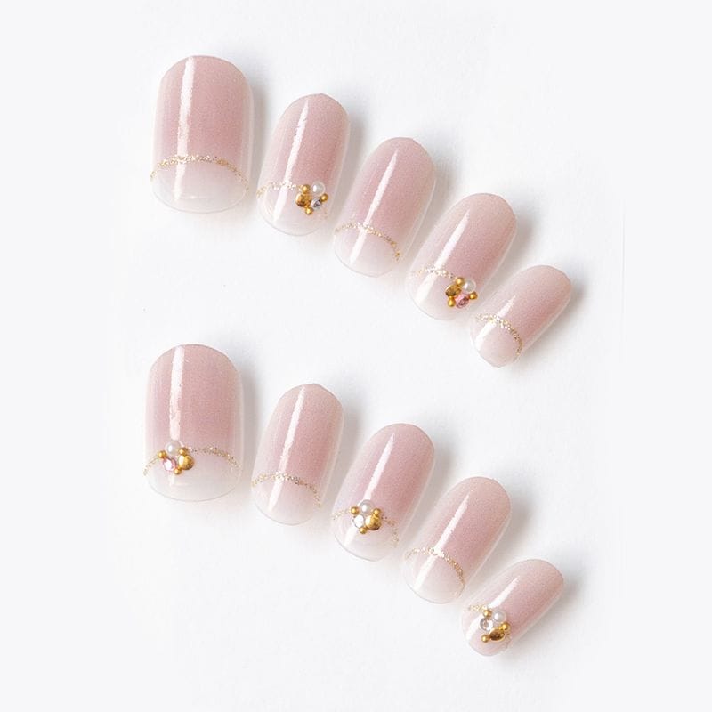 クリアココアグラデ、逆フレンチラメラインビジュー