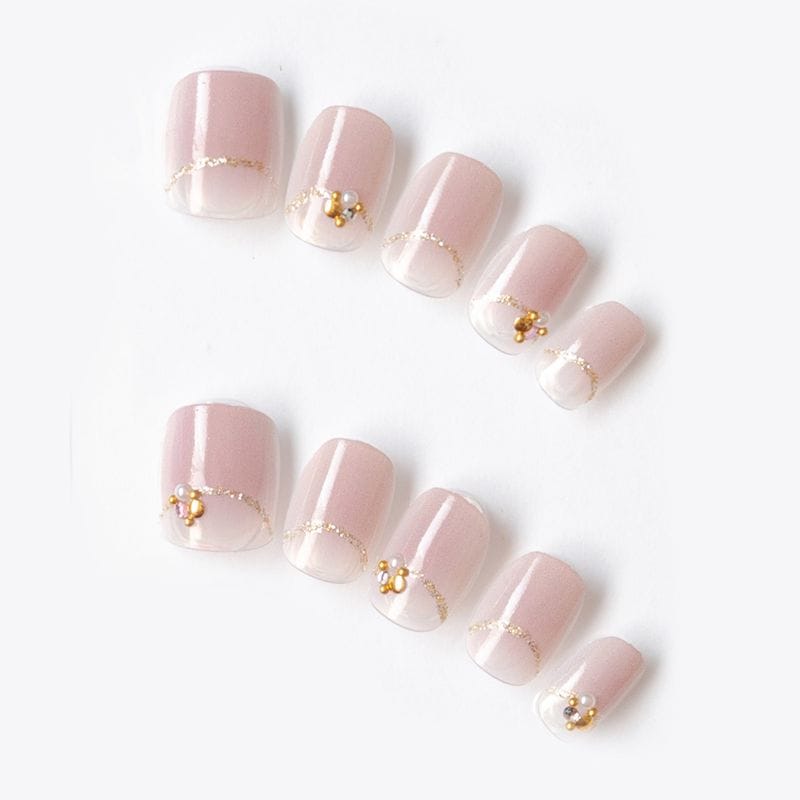 クリアココアグラデ、逆フレンチラメラインビジュー（K08002-Q-CCO）