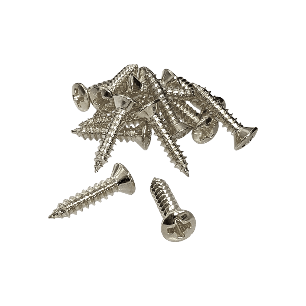 【YJB PARTS】 インチ規格 ピックガード・プレート用ねじ(ニッケル) 15本入り 【メール便対応】