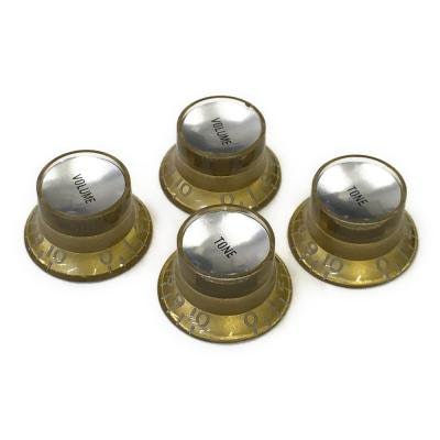 【国産】 YJB PARTS リフレクターノブ ゴールド/シルバープレート(エンボス文字) インチ 4pcs 【メール便対応】