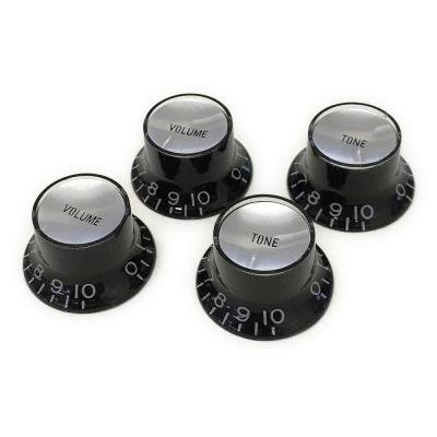 【国産】 YJB PARTS リフレクターノブ ブラック/シルバープレート(エンボス文字) インチ 4pcs 【メール便対応】