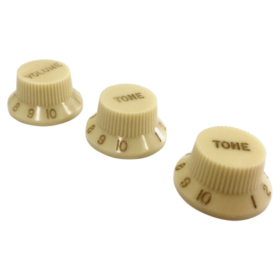 【YJB PARTS】 ストラトノブセット(1V2T) Vintage Yellow インチミリ兼用 【メール便送料無料】
