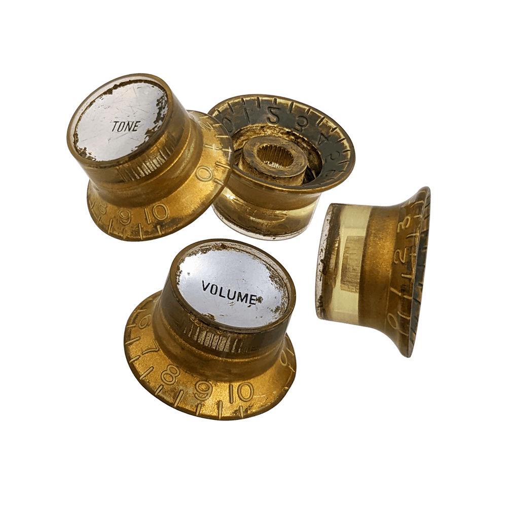 【国産】 YJB PARTS リフレクターノブ レリックゴールド/シルバートップ ミリ 4pcs 【メール便対応】