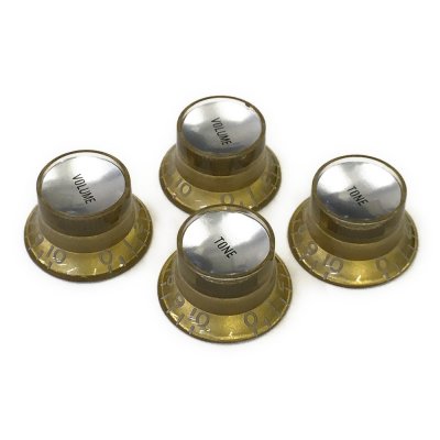 【国産】 YJB PARTS リフレクターノブ ゴールド/シルバープレート(エンボス文字) ミリ 4pcs 【メール便対応】