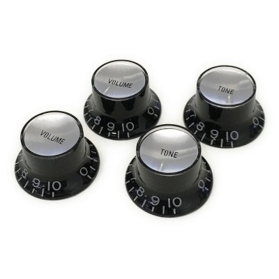 【国産】 YJB PARTS リフレクターノブ ブラック/シルバープレート(エンボス文字) ミリ 4pcs 【メール便対応】