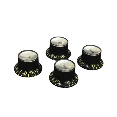 【国産】 YJB PARTS リフレクターノブ(Vintage Tint) ビンテージブラック/シルバープレート(エンボス文字) ミリ 4pcs 【メール便対応】