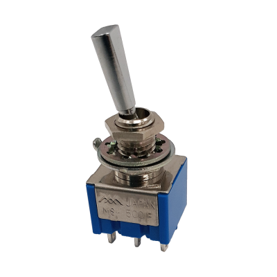 【YJB PARTS】 国産ミニトグルスイッチ DPDT(6P) ON-ON CR (クローム) 【メール便送料無料】