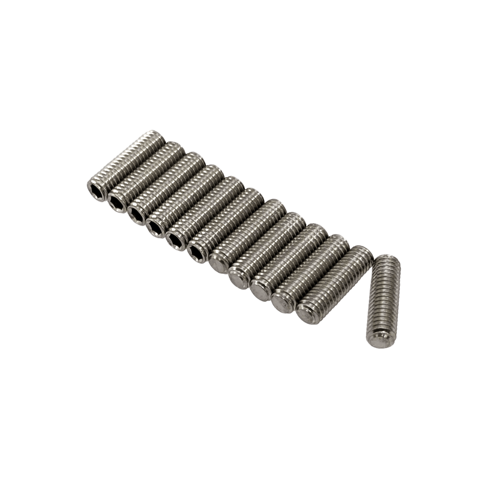 【YJB PARTS】 平先(Flat Point) ミリ規格弦高調整用イモネジ ステンレス 10mm 12本入り 【メール便対応】