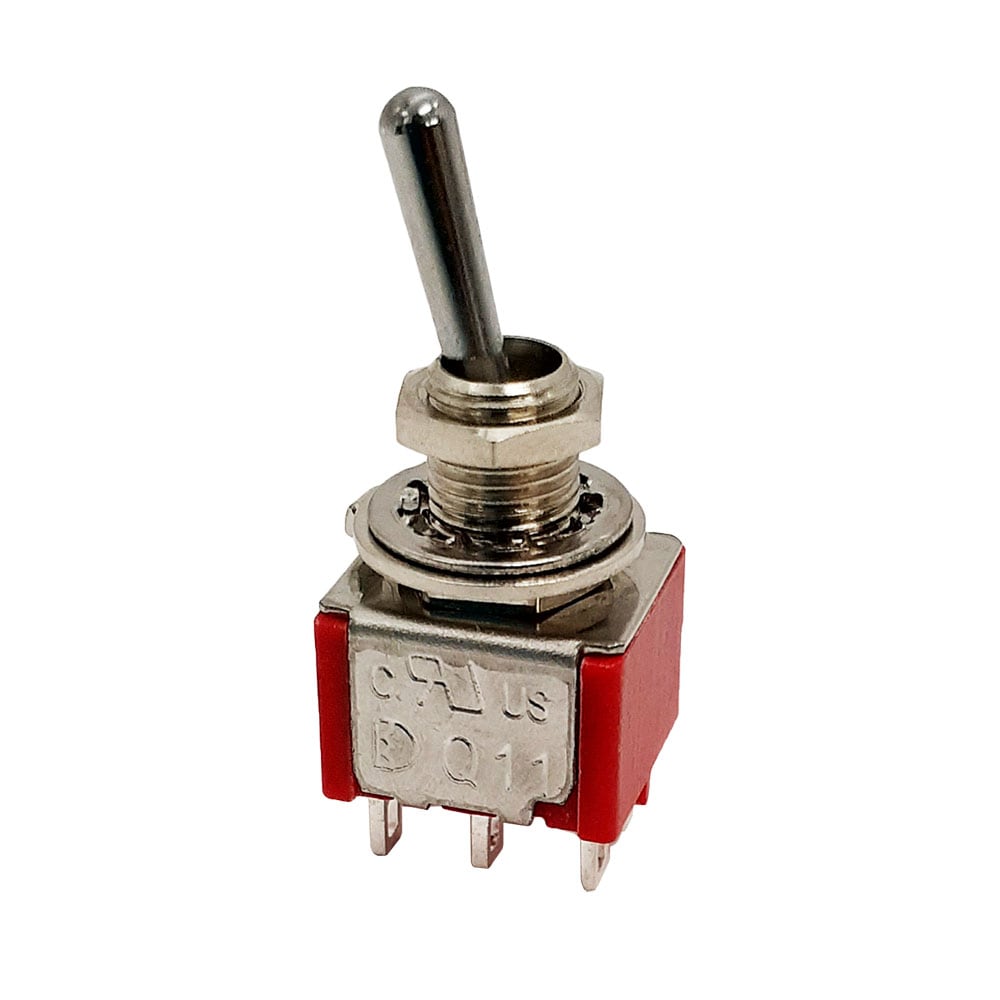 YJB PARTS バットレバー2回路2接点ミニスイッチ ON-ON-ON クローム DPDT-6P 【メール便対応】