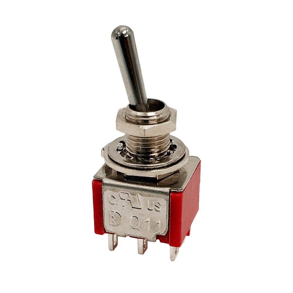 YJB PARTS バットレバー2回路2接点ミニスイッチ ON-OFF-ON クローム DPDT-6P 【メール便対応】