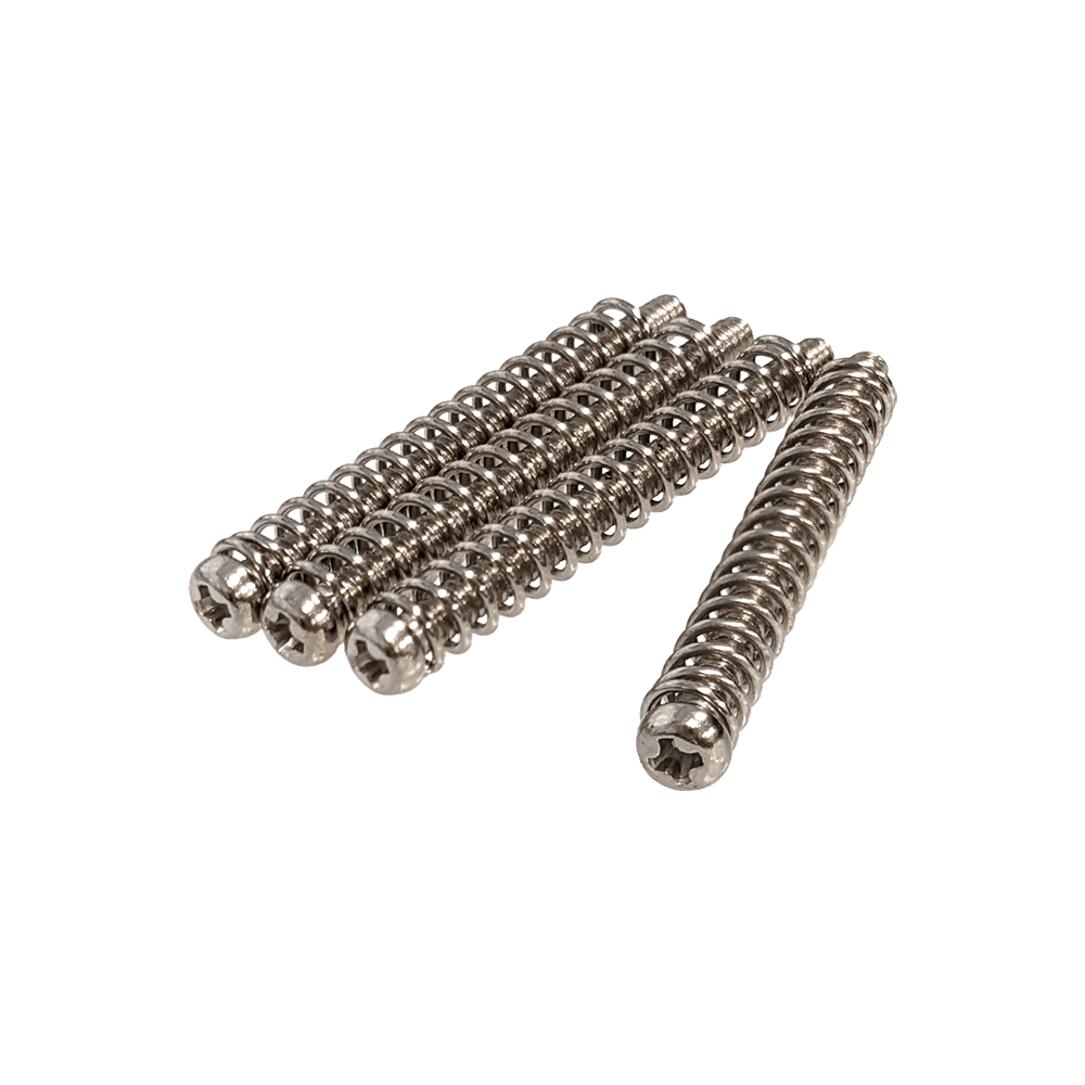 YJB PARTS ハムバッカーピックアップ用ネジスプリングセット 4pcs/set ミリ ニッケル(スプリング付き) 【メール便対応】