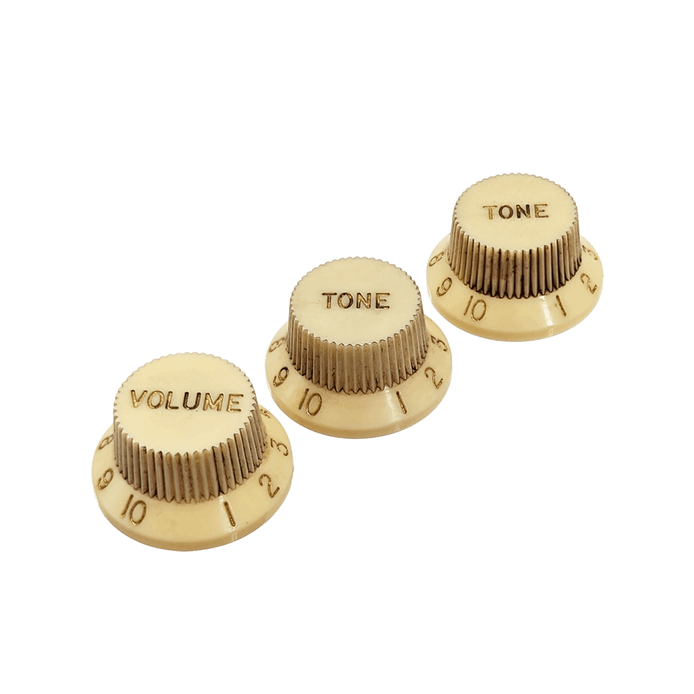 YJB PARTS ストラト用ノブ レリック インチミリ兼用 日本製 レリックヴィンテージイエロー 【メール便対応】