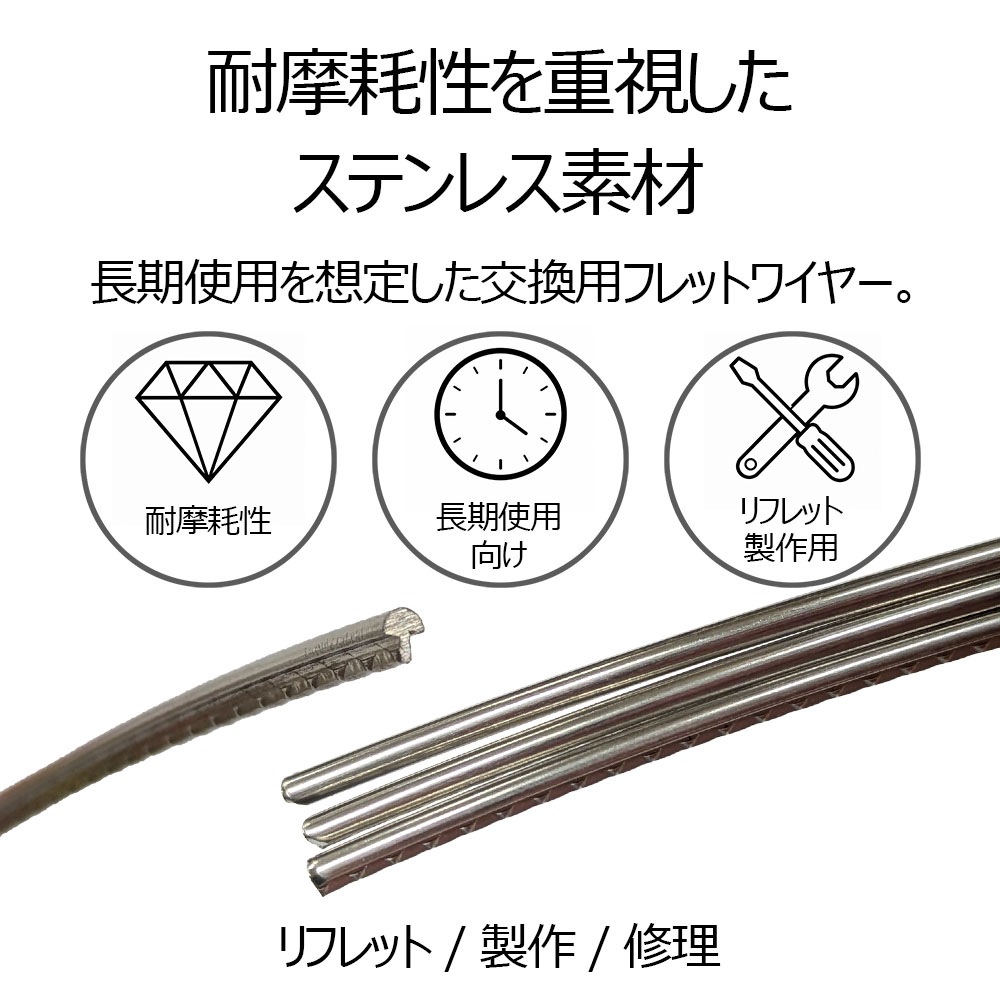 YJB PARTS ステンレスフレット ミディアム 2.4mm×1.3mm 350mm 20本入り 三晃製 特注230HV ロング材【宅配便A】