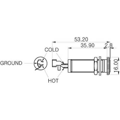 【シリンダージャック】 Montreux Cylinder stereo jack NI with cable clamp 【メール便対応】