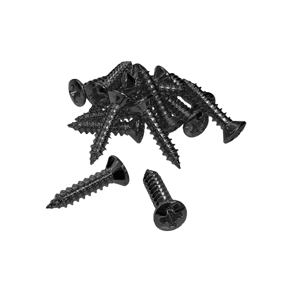 【YJB PARTS】 インチ規格 ピックガード・プレート用ねじ(ブラック)15本入り 【メール便対応】