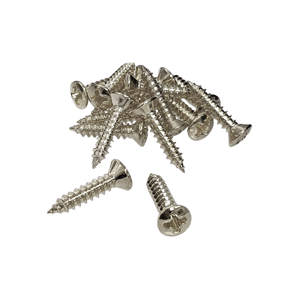 【YJB PARTS】 インチ規格 ピックガード・プレート用ねじ(ニッケル) 15本入り 【メール便対応】