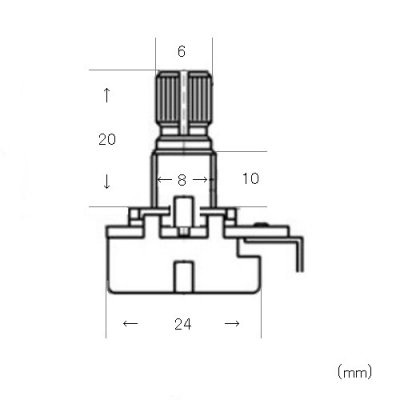 【YJB PARTS】 Φ24国産ポット Bカーブ 500K ミリ規格 【メール便対応】