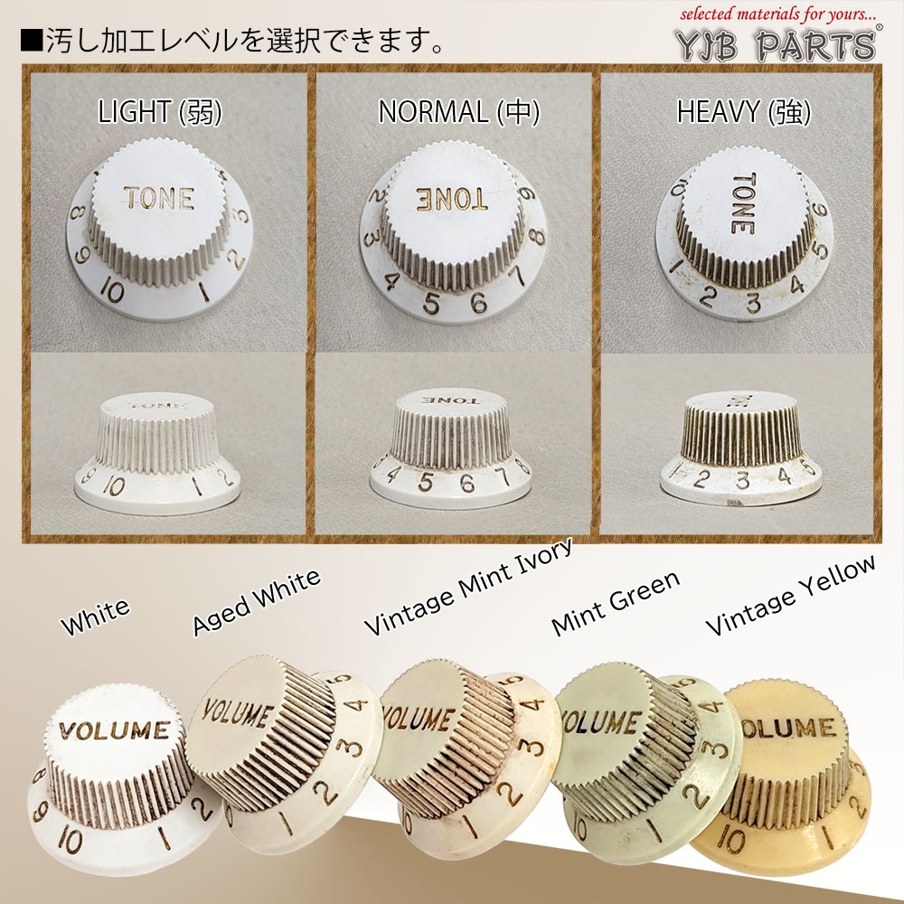 【受注製作】 レリックストラトノブセット Gold Letters ver. ベース色/汚し加工レベル選択可 【メール便対応】