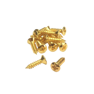 【YJB PARTS】 ミリサイズ ピックガード用ビス ゴールド 15本入り 【国産品】 【メール便対応】