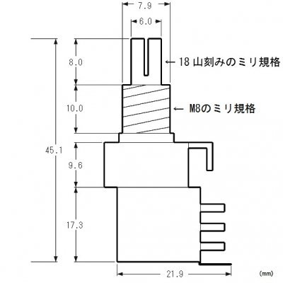Alpha Push/Pullスイッチポット A250K ミリ規格 【メール便対応】