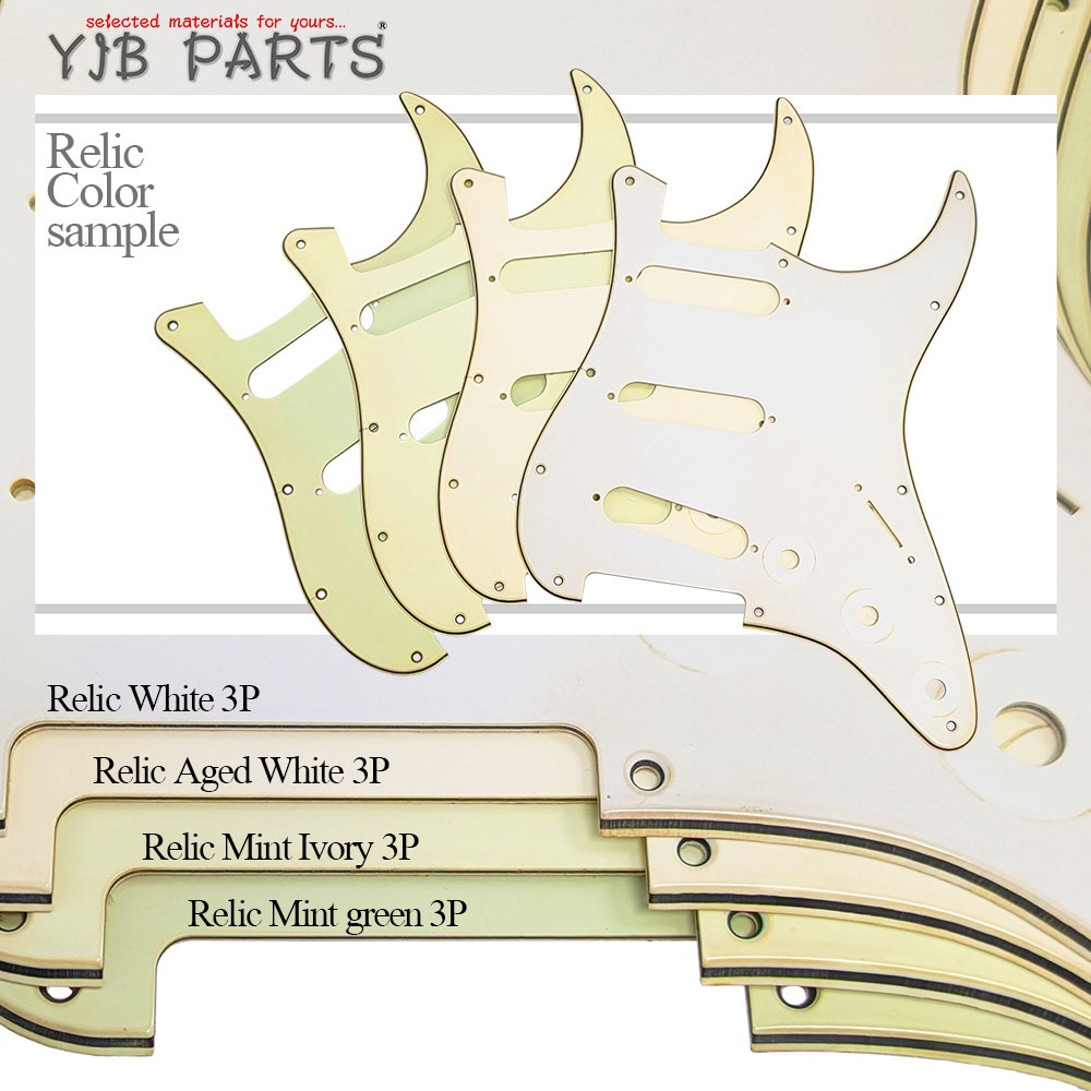【YJB PARTS】 ST 60's ストラト用ピックガード レリックミントアイボリー3P インチ 【メール便送料無料】