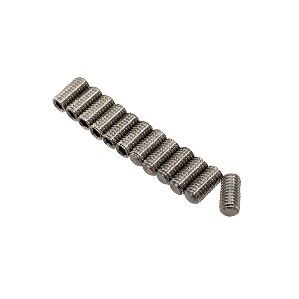 【YJB PARTS】 平先(Flat Point) ミリ規格弦高調整用イモネジ ステンレス 6mm 12本入り 【メール便対応】