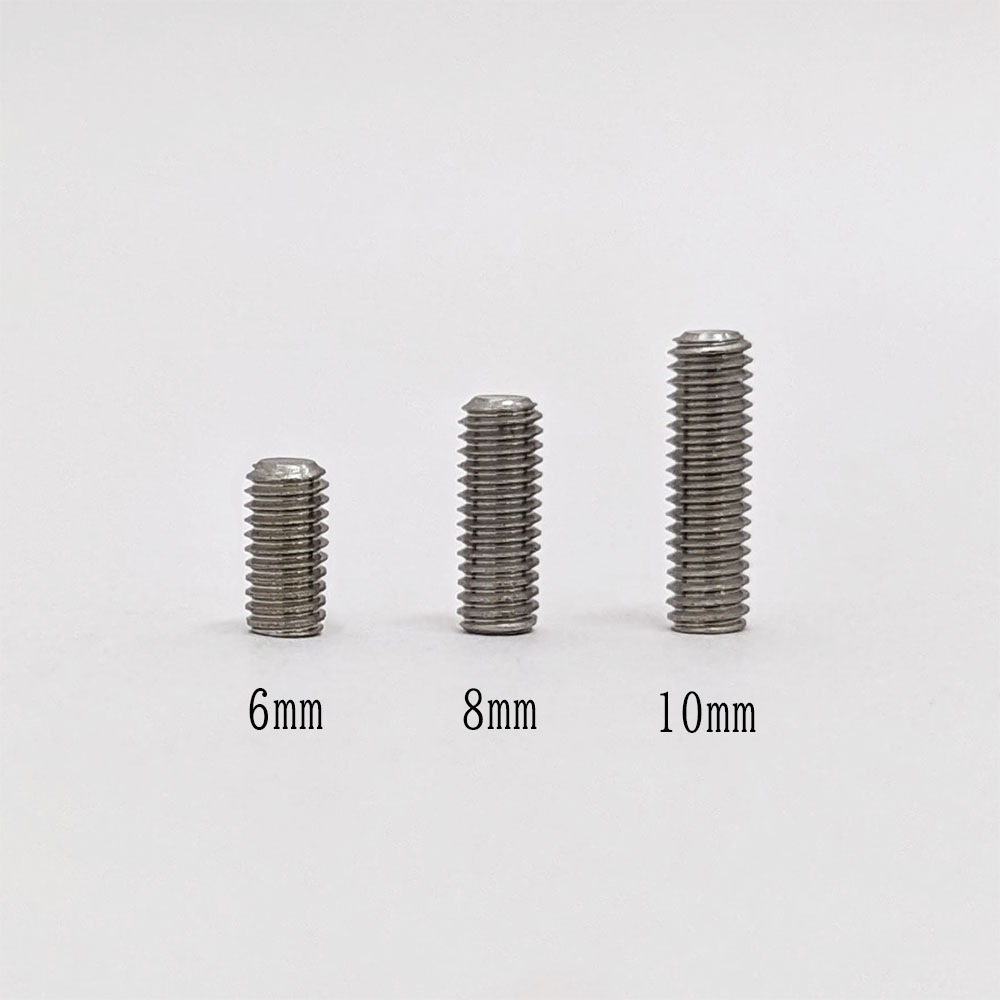 【YJB PARTS】 平先(Flat Point) ミリ規格弦高調整用イモネジ ステンレス 10mm 12本入り 【メール便対応】