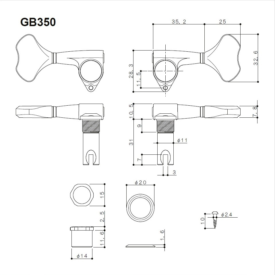 【取り寄せ】 GOTOH GB350-5 5弦用ロトマティックペグ超軽量モデル【配列・フィニッシュ選択可】 【宅配便A】