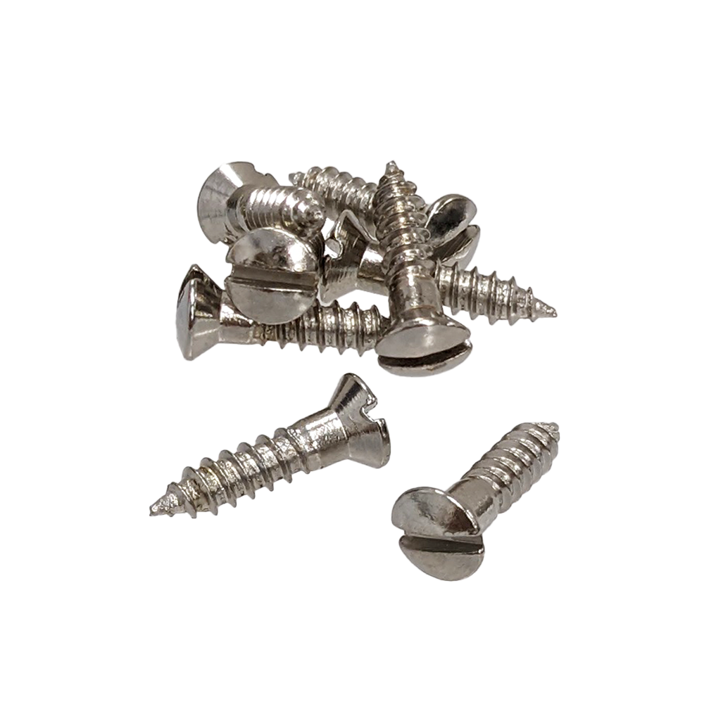 【YJB PARTS】 インチ規格 ピックガード用ネジ フェンダータイプ ニッケル(マイナス頭) 【メール便対応】