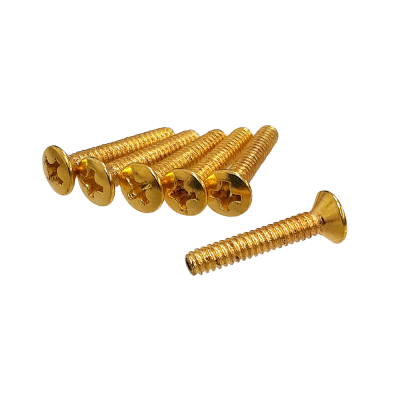 【YJB PARTS】 ストラト用ピックアップネジ(丸皿) インチ ゴールド 6pcs/set 【メール便対応】