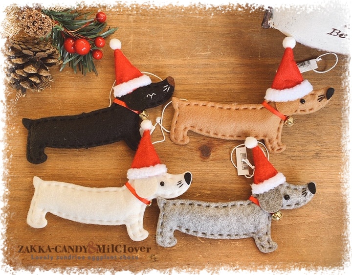 フェルト クリスマス ダックスフンド オーナメントセット わんこ雑貨 ナチュラル雑貨zakka Candy フェルト クリスマス ダックスフンド オーナメントセット わんこ雑貨 ナチュラル雑貨zakka Candy