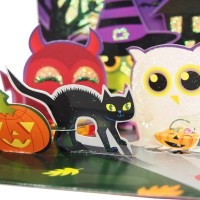 UP WITH PAPER 【ハロウィン】 ポップアップ グリーティングカード （ふくろう×クロネコ）|ハロウィンカード|ハロウィン雑貨