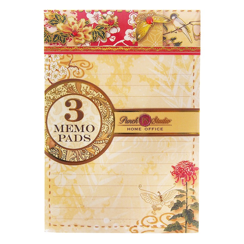 Punch Studio メモ帳 3冊セット Sサイズ （和柄×蝶×菊）