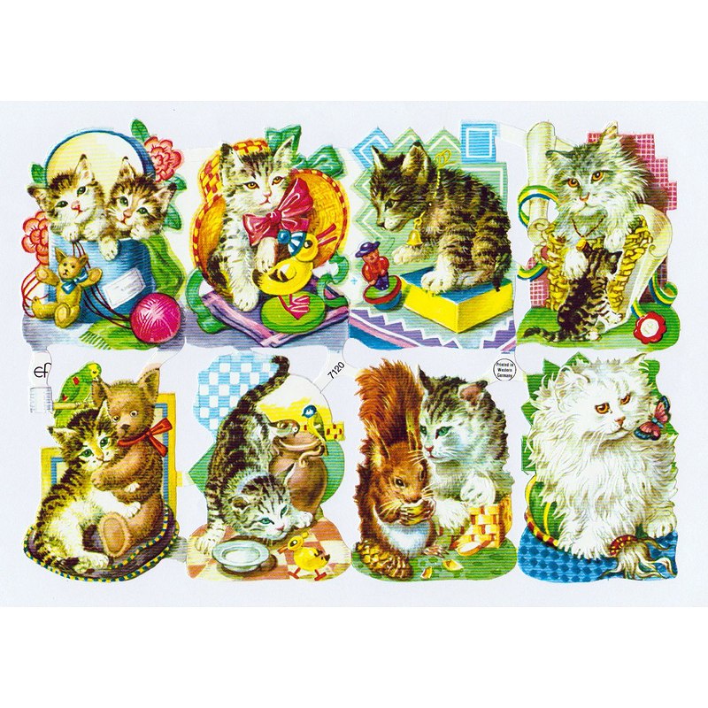 ドイツ製 クロモス スクラップシート （猫×リス）
