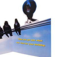 ポータル 【誕生日】 ジグザグ折り グリーティングカード （ネコ×カラス）