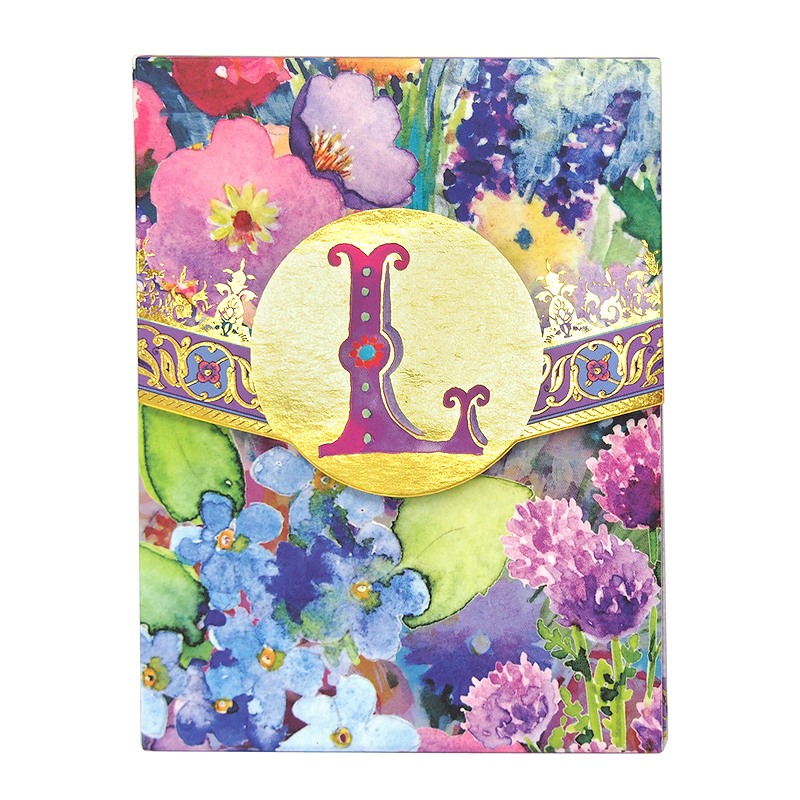 Punch Studio ミニ ノートパッド イニシャル 【イニシャルL×フラワー】