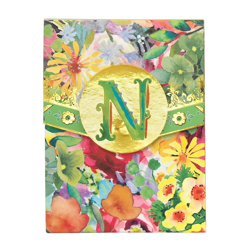 Punch Studio ミニ ノートパッド イニシャル 【イニシャルN×フラワー】