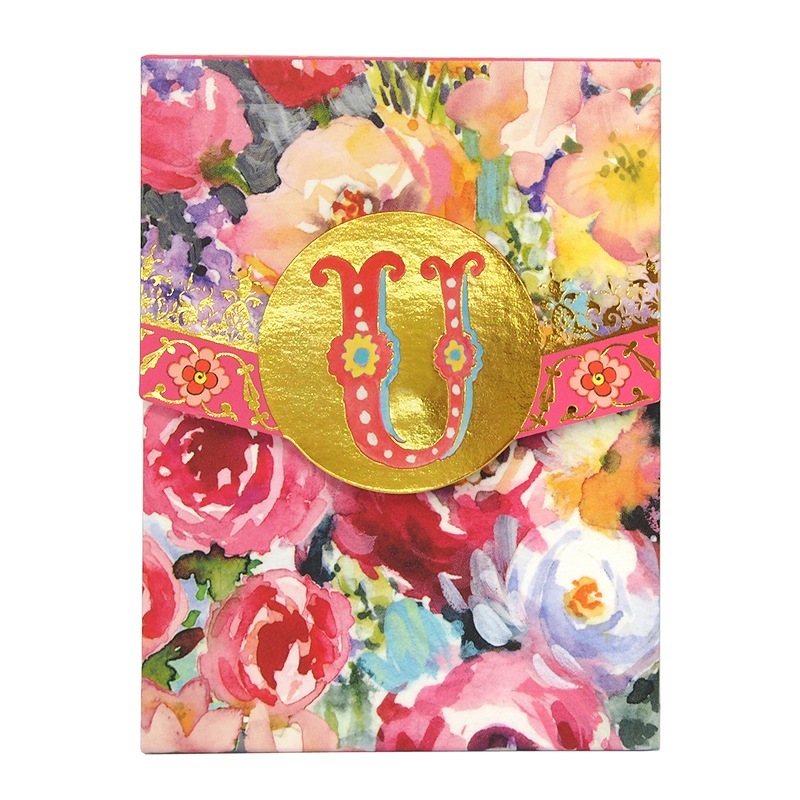 Punch Studio ミニ ノートパッド イニシャル 【イニシャルU×フラワー】