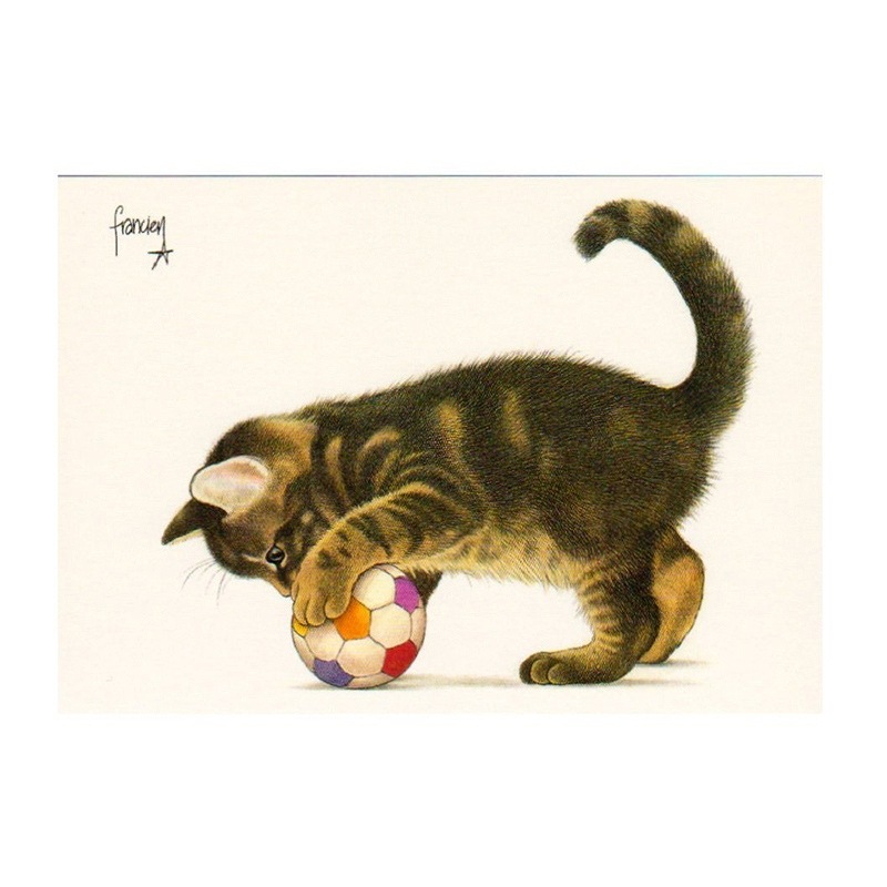 Art Unlimited ポストカード 猫 サッカーボール Art Unlimited ポストカード イラスト 雑貨ロビン