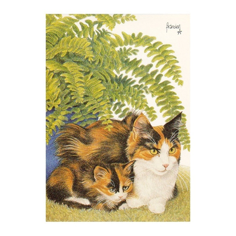 ART UNLIMITED ポストカード 【猫の親子×植物】
