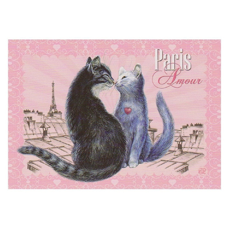 フランス製　ネコのポストカード 【Paris Amour】