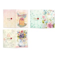 Punch Studio グリーティング ノートカード 封筒付き 4枚×3種 12枚セット 【メッセージ×花】|セット | ボックス|グリーティングカード