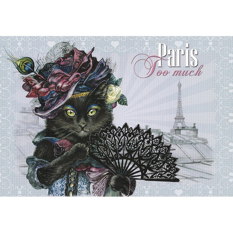 フランス製　ネコのポストカード 【Paris Too much】