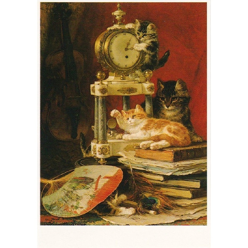 【30%OFF】ART UNLIMITED ポストカード 【Cats & Clock】