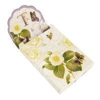 Punch Studio グリーティングカード 封筒セット ポーチ型ボックス入り 【イニシャルT×フラワー】