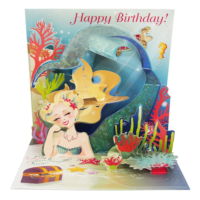 UP WITH PAPER 【誕生日】 ポップアップ グリーティングカード （人魚の誕生日）