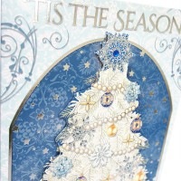 Punch Studio 【クリスマス】 立体 二つ折りカード Lサイズ （ツリー×ブルー×ホワイト）|クリスマスカード|クリスマス雑貨